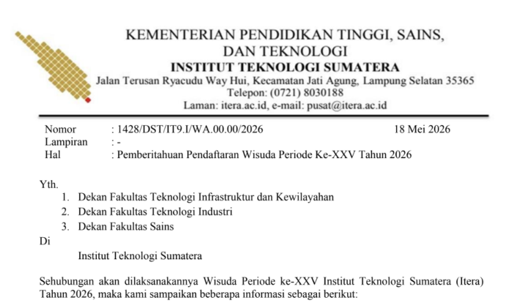 Pemberitahuan Pendaftaran Wisuda Periode Ke-XXV Tahun 2026